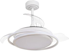 Laeventilaator koos lambiga CristalRecord Antila Mini, 45 W, 1 tk, valge v./läbipaistev v.