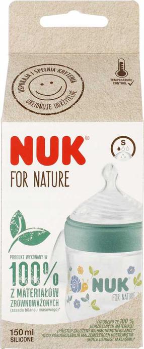 Bērnu pudelīte Nuk For Nature, 150 ml, 0 mēn., zaļa krās.