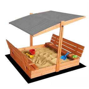 Песочница с песком 4IQ Hatis, 140 x 140 см, с крышкой, коричневый цв./серый цв., 335 кг