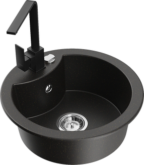 Кухонная мойка Mexen Diego 6512-75-670300-70, гранит, 48.8 см x 48.8 см x 16.7 см, золотой цв./черный цв./хромовый цв.