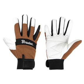 Darba cimdi āda Bradas Tech Leather, pieaugušajiem, brūna krās./balta krās., 11, 6 gab.