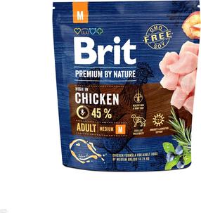 Сухой корм для собак Brit Premium By Nature Adult Medium, курица, 1 кг