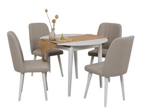 Valgomojo komplektas Kalune Design Vina 1005, balta sp./kreminė sp.