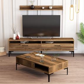 Dzīvojamās istabas mēbeļu komplekts Kalune Design Istanbul, iekštelpu, valriekstu krās.
