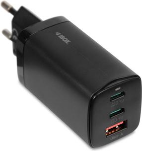 Telefona lādētājs iBOX C-65, USB/2 x USB-C, melna krās., 65 W