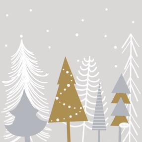 Рождественские бумажные салфетки Mondex Winter Trees, 33 см x 33 см, золотой цв./серый цв., 20 шт.