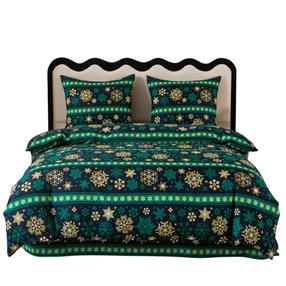 Kalėdinis patalynės užvalkalų komplektas PGJ-23, balta/smėlio/žalia, 160 x 200 cm