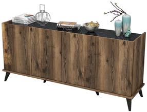 Комод Kalune Design Elegante 1604, черный цв./ореховый цв., 80.8 см x 45 см x 180 см