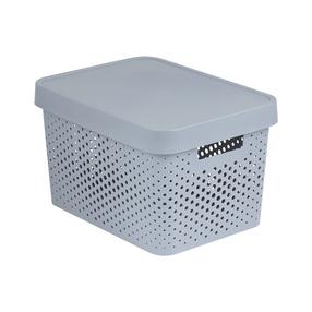 Daiktadėžė su dangčiu, daiktų saugojimo/žaislams Curver Infinity Dots, 17 l, pilka sp., 35.8 x 26.8 x 22 cm