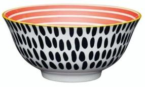 Bļoda Kitchen Craft Red Swirl And Black, balta krās./melna krās./sarkana krās., 15.7 cm