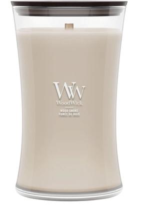 Svece, aromātiskā WoodWick Wood Smoke, 90 - 140 h, 609 g, brūngans krās.