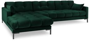 Kampinė sofa Micadoni Home Mamaia Velvet, tamsiai žalia sp., kairinė, 293 x 185 cm x 75 cm