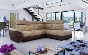 Kampinė sofa Loreto Berlin 03, Soft 66, ruda sp./smėlio sp., dešininė, 210 x 260 cm x 102 cm