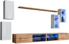 Sekcija ASM Switch XXV, balta sp./medžio sp., 280 cm x 40 cm x 150 cm