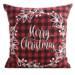 Kalėdinis dekoratyvinės pagalvėlės užvalkalas Merry Christmas, balta sp./juoda sp./raudona sp., 45 cm x 45 cm