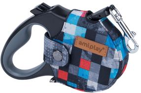 Автоматический поводок Amiplay Adventure Infini, синий цв./многоцветный, S