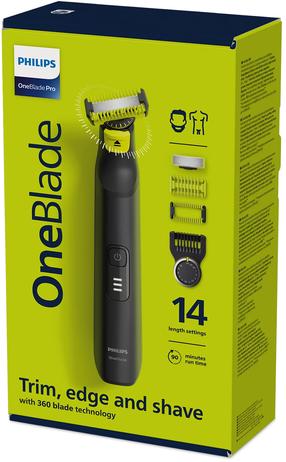 Бритва для бороды Philips OneBlade QP6552/15, li-ion, черный цв./зеленый цв.