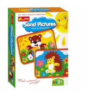 Piešimas smėliu, gyvūnai Ranok Creative Sand Pictures Bear % Hedgehog, mėlyna sp./geltona sp./žalia sp., 20 x 3.5 cm