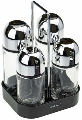 Sāls un piparu trauka komplekts King Hoff KH 1647, caurspīdīga krās./melna krās./hroma krās., 160 ml, 5.2 cmx5.2 cm