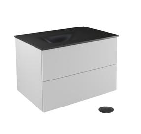 Vonios spintelė su praustuvu Besco Akya Classic, balta sp./juoda sp., 52.5 cm x 66 cm x 50.7 cm