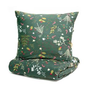 Kalėdinis patalynės užvalkalų komplektas Homla Godis 858562, smėlio/žalia, 200 x 220 cm