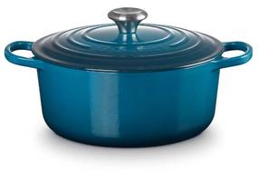 Чугунный горшок Le Creuset, Ø26 см, 5.3 л, синий цв.