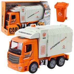 Žaislinė šiukšliavežė Lean Toys Undre Construction, balta sp./oranžinė sp.