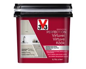 Emaliniai dažai, baldams/dažytų paviršių defektams šalinti V33 Renovation Perfection Kitchen, satino, 0.75 l, cinamono sp.