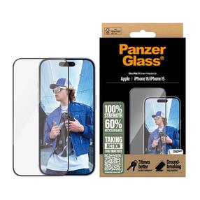 Tālruņa ekrāna aizsargstikls PanzerGlass Apple iPhone 16 Ultra-Wide Fit, 9H, 6.1 "