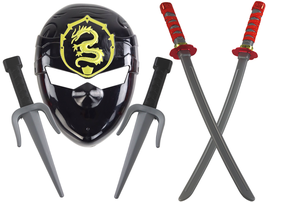 Rotaļu zobens, ar piederumiem Lean Toys Ninja Warrior Melna krās./Pelēka krās.
