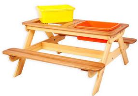 Lauko baldų komplektas Multifunctional Children's Picnic Table, geltona sp./ruda sp., 4 vietų
