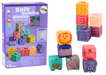 Kaladėlės, gyvūnai Lean Toys Soft, įvairių spalvų, 12 vnt.