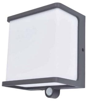 Āra sienas lampa Lutec Doblo Solar PIR, 12W, LED, IP44, tumši pelēka krās., 17 cm x 9 cm