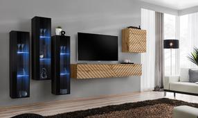 Sektsioonkapp Paris Prix Switch L, tamm v./must v., 330 cm x 40 cm x 160 cm