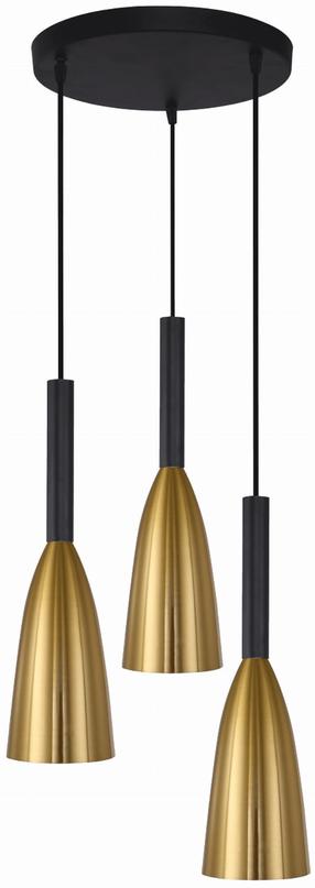 Šviestuvas kabinamas Light Prestige Solin LP-181/3P GD, E27, 3 x 60 W, juoda sp. / aukso sp.
