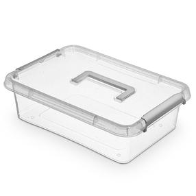 Daiktadėžė su dangčiu, maistui/žaislams, su rankenomis Orplast Antibacterial 1513, 8.5 l, skaidri sp./pilka sp., 39 x 29 x 11 cm