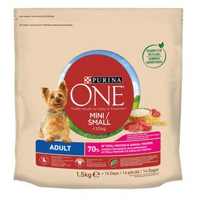 Kuiv koeratoit Purina One Mini Beef And Rice, veiseliha, 0.8 kg