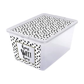 Daiktadėžė su dangčiu, žaislams Branq X Box Deco, 15 l, skaidri sp./juoda sp., 38.5 x 28.5 x 20 cm