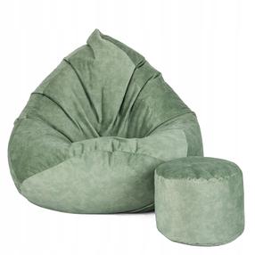 Sėdmaišis su pufu Sako Mega Premium Terra Velour XL, žalia sp.