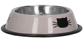Dubenėlis gyvūnui Springos Metal Bowl, 0.15 l, 15.5 cm x 15.5 cm x 4 cm, juoda sp./pilka sp.