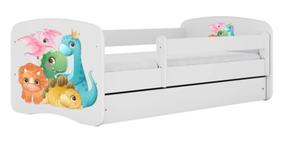 Vaikiška lova Kocot Kids Tiny Dinos, balta sp., 70 x 140 cm, su patalynės dėže, be čiužinio