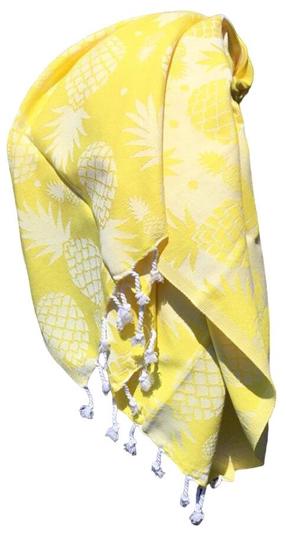 Pludmales dvielis Foutastic Fouta Ananas, dzeltena krās., 180 cm x 100 cm