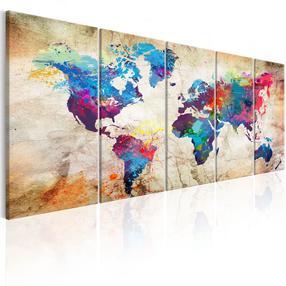Reprodukcija Artgeist World Map: Colourful Ink Blots N6958-DK, 200 cm x 80 cm