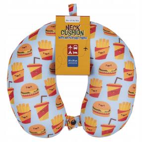 Ceļojumu spilvens Fast Food, brūna krās./sarkana krās./gaiši zila krās., 28 cm x 28 cm