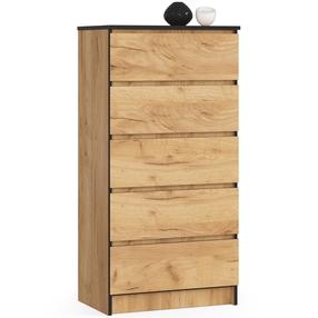 Komoda Akord Furniture Factory K60 CLP PK, ąžuolo sp., 121 cm x 60 cm x 40 cm