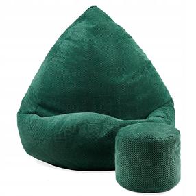 Кресло-мешок с пуфом Sako Mega Dot Velour M, зеленый цв.
