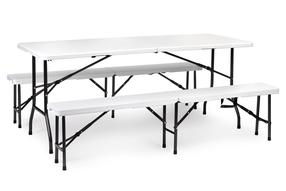 Lauko baldų komplektas ModernHome NZK-180S+2PCS BK-18, balta sp., 1-8 vietų