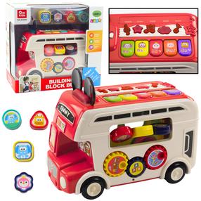 Сортировщик форм, автобус Lean Toys Building Block, 22 см, красный цв.