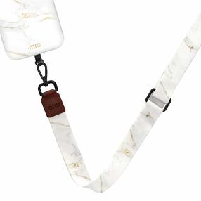 Tālruņa siksniņa Mio Lanyard White Marble, balta krās., Universāla