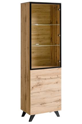 Vitriinkapp ASM Thin Thin, tamm v./must v., 100 cm x 40 cm x 123 cm